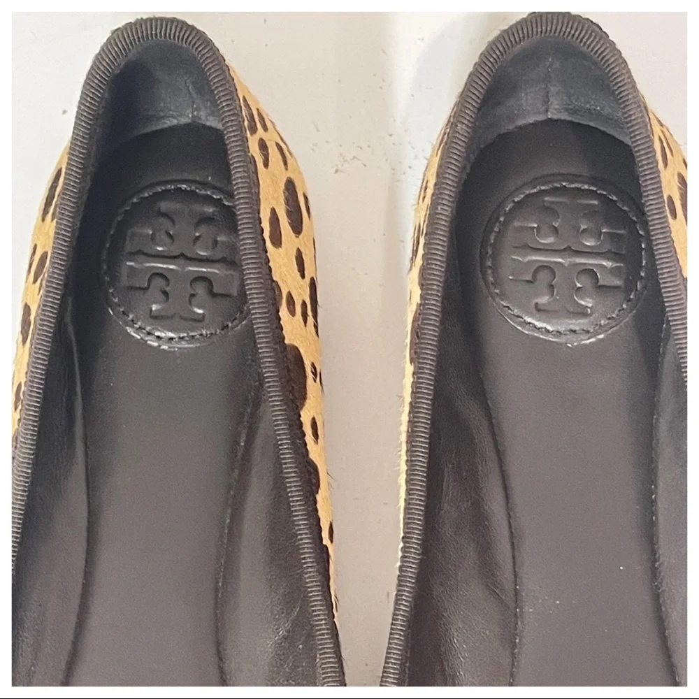 Tory Burch Leopard Bow Laila Calf Hair Ballet Flat